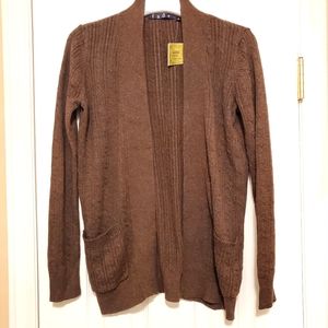FADE Brown Lightweight Cable-Knit Open Cardigan Women's Size Small